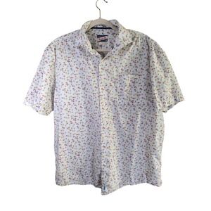 Johnnie-O Shirt Mens XL White Surfer Print Hangin Out Short Sleeve